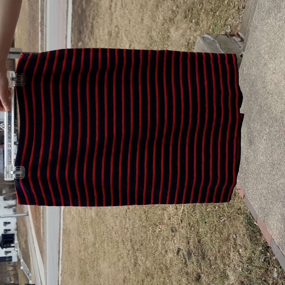 Ann Taylor Black/Red Striped Pencil Skirt Sz 14